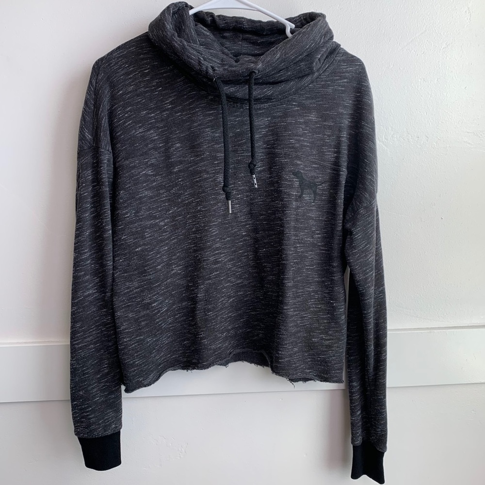 Victoria's Secret Pink Heathered Charcoal Cropped Hoodie